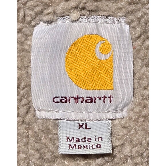 VTG Carhartt Ridge Jacket C61 FRB Sandstone Duck Canvas Sherpa Lined Tan XL Coat - Picture 5 of 15